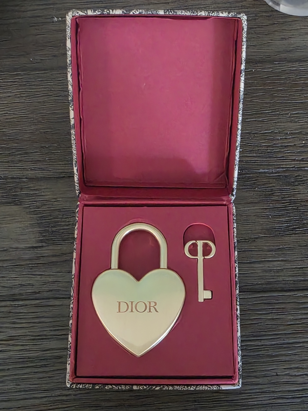 Dior Heart Padlock Key Set in Gold